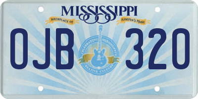 MS license plate OJB320