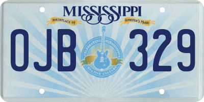 MS license plate OJB329