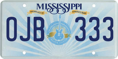 MS license plate OJB333