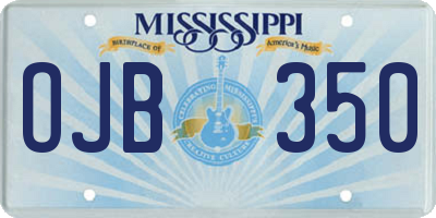 MS license plate OJB350