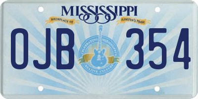 MS license plate OJB354