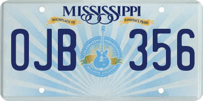 MS license plate OJB356