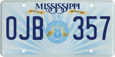 MS license plate OJB357