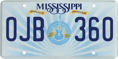 MS license plate OJB360