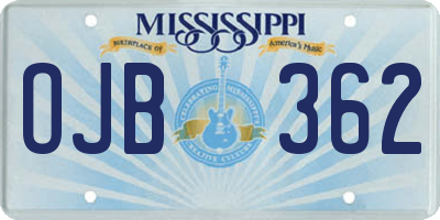 MS license plate OJB362