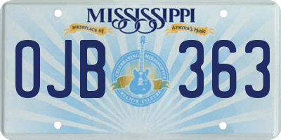 MS license plate OJB363