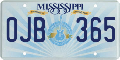 MS license plate OJB365