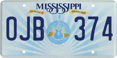 MS license plate OJB374