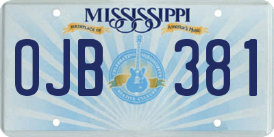 MS license plate OJB381