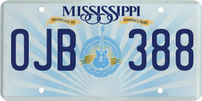 MS license plate OJB388