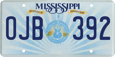MS license plate OJB392