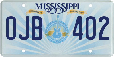 MS license plate OJB402