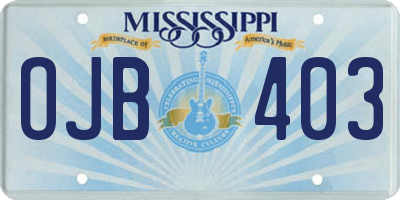 MS license plate OJB403