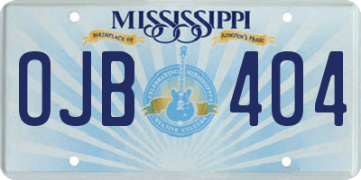 MS license plate OJB404
