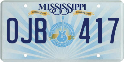 MS license plate OJB417