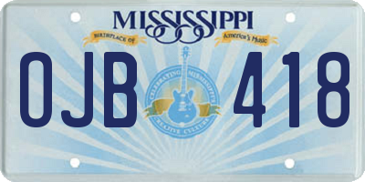 MS license plate OJB418