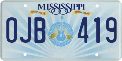 MS license plate OJB419