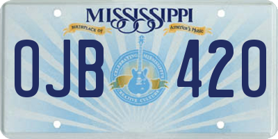 MS license plate OJB420