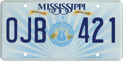 MS license plate OJB421