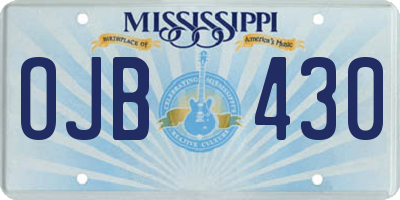 MS license plate OJB430