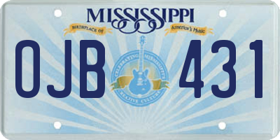 MS license plate OJB431