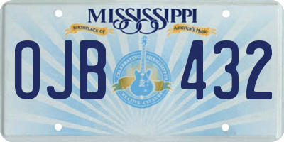 MS license plate OJB432