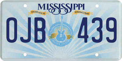 MS license plate OJB439