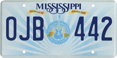 MS license plate OJB442