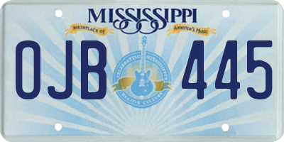 MS license plate OJB445