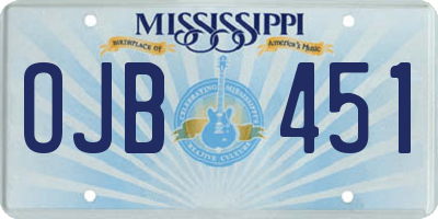 MS license plate OJB451