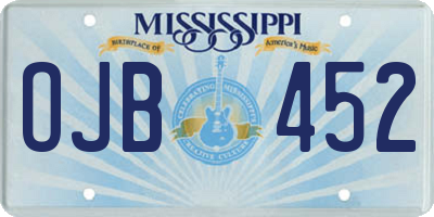 MS license plate OJB452