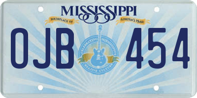 MS license plate OJB454