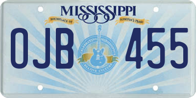 MS license plate OJB455
