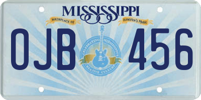 MS license plate OJB456