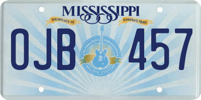 MS license plate OJB457