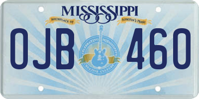 MS license plate OJB460