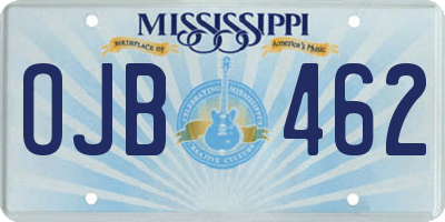 MS license plate OJB462