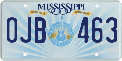 MS license plate OJB463