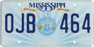MS license plate OJB464