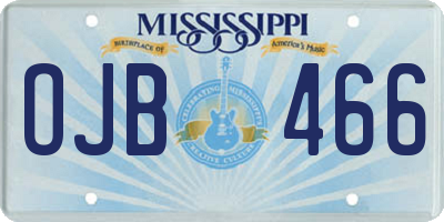 MS license plate OJB466