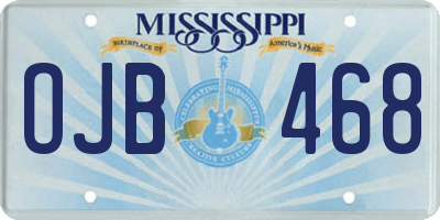 MS license plate OJB468