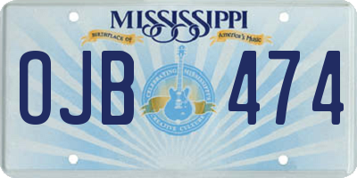 MS license plate OJB474