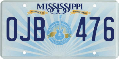 MS license plate OJB476
