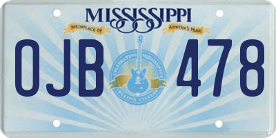 MS license plate OJB478