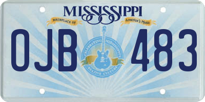 MS license plate OJB483