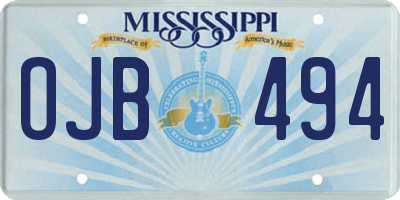MS license plate OJB494