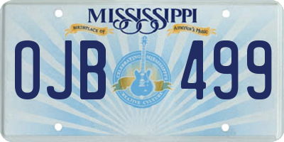 MS license plate OJB499