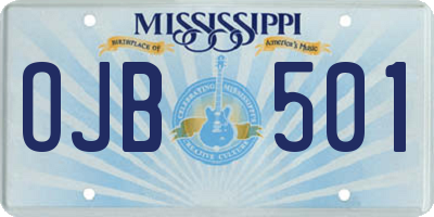 MS license plate OJB501