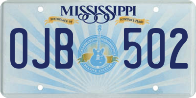 MS license plate OJB502