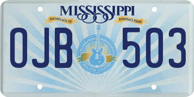 MS license plate OJB503